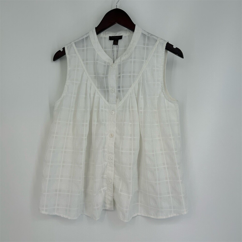 NWT Anthropologie Current Air Piper Windowpane Tank Top White Medium - Picture 5 of 9